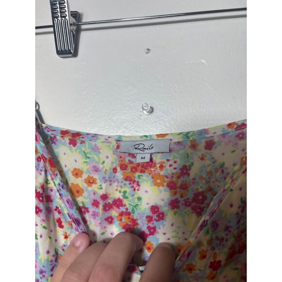 Rails Frida Floral Asymmetric Hem Dress Size Medium White Pink Sundress Feminine - Picture 7 of 7